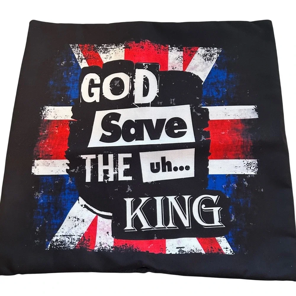 London‎ Union Jack Pillow Cover God Save The King British Souvenir Decor 18x18